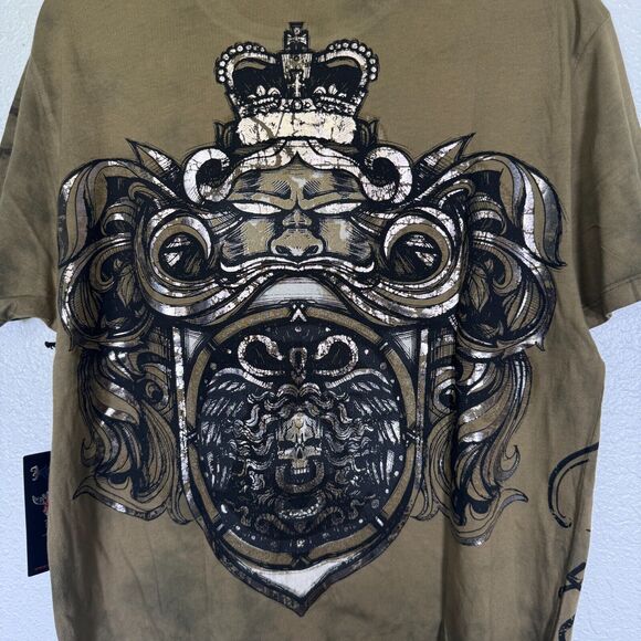Konquest Shirt Mens Large King Skull Metallic Tee Tshirt Y2K Grunge Goth NEW - Picture 7 of 12